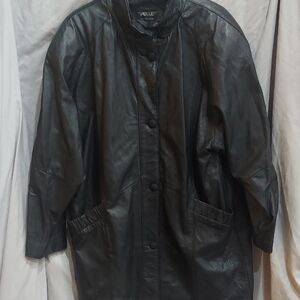 Vintage Pelle Black Leather Coat Women's Size Large